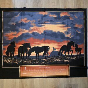 Quilting Craft Fabric Family Bond Horse Panel Wall Art Sunset Silhouette 34"x44"